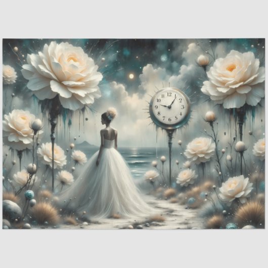 Tijdloze Bloom Bride Surreal Fantasy Decoupage Tissuepapier (Voorkant)