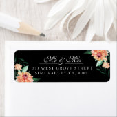 Tijdloze Bloom Mr & Mrs Waterverf Bloemenbruiloft Etiket (Insitu)