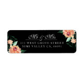 Tijdloze Bloom Mr & Mrs Waterverf Bloemenbruiloft Etiket (Voorkant)