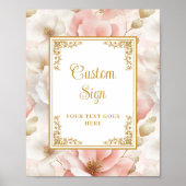 Tijdloze blos bloemen & goud elegant custom sign poster (Voorkant)