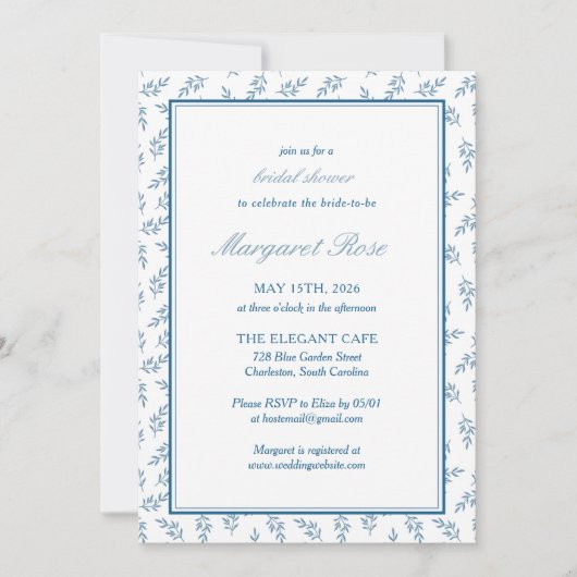 Tijdloze Blue Garden Elegant Classic Vrijgezellenf Kaart (Voorkant)