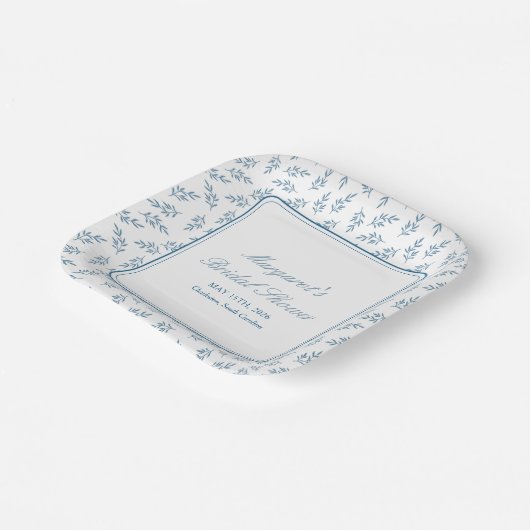 Tijdloze Blue Garden Elegant Classic Vrijgezellenf Papieren Bordje (Gebogen)