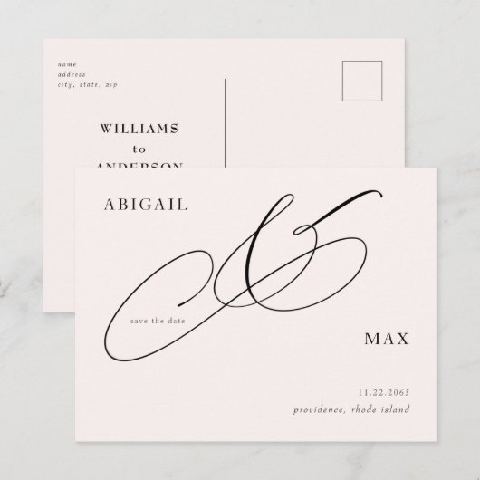 Tijdloze Blush Bruiloft Bewaar de Datum Briefkaart (Voorkant / Achterkant)