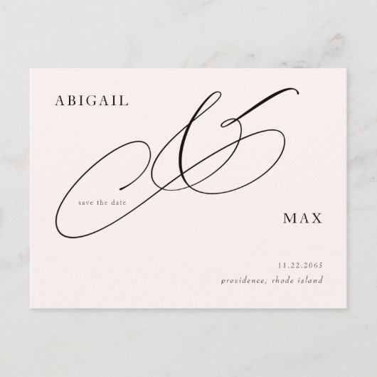 Tijdloze Blush Bruiloft Bewaar de Datum Briefkaart (Voorkant)