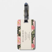 Tijdloze Blush & Cream Rozen in Noir Elegance Bagagelabel (Achterkant verticaal)