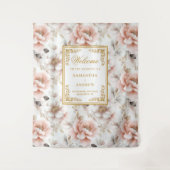 Tijdloze Blush Gold Waterverf Trouwtapijt Wandkleed (Voorkant)