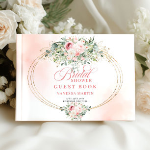 Tijdloze Blush Roze Groene Gebieden Gouden Bruids  Gastenboek