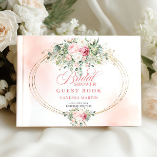 Tijdloze Blush Rozen Groene Gebieden Gouden Bruids Gastenboek