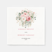 Tijdloze Blush Rozen Groene Huwelijksservetten Servet (Voorkant)