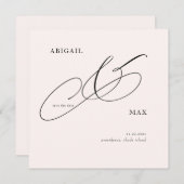 Tijdloze Blush Vierkante Bruiloft Save the Date (Voorkant / Achterkant)