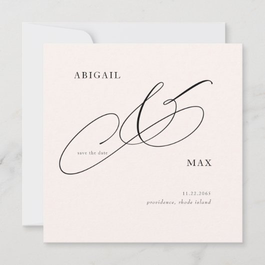 Tijdloze Blush Vierkante Bruiloft Save the Date (Voorkant)