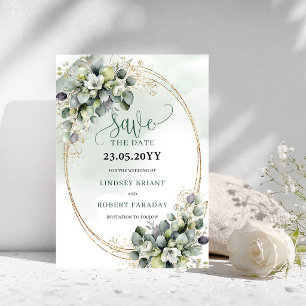 Tijdloze Boheemse Eucalyptus Save The Date Kaart
