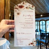 Tijdloze Boho Aardse Toned Floral Wedding All In One Uitnodiging