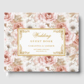 Tijdloze boho blush gouden bruiloft gastenboek (Voorkant)