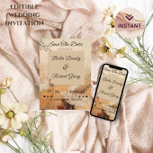 Tijdloze Boho Brown bruiloft uitnodiging