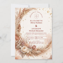 Tijdloze Boho Hemelse Bruiloft Kaart