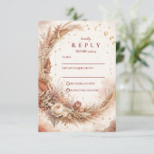 Tijdloze Boho Hemelse Bruiloft RSVP Kaartje (Staand voorkant)