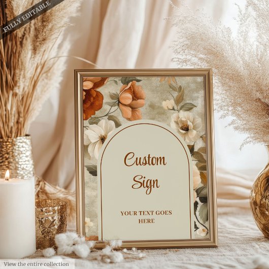 Tijdloze Boho Koper Beige Olijf Bloemstuk Custom  Poster