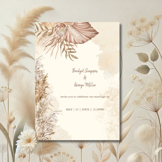 Tijdloze Boho Neutral Wedding Kaart