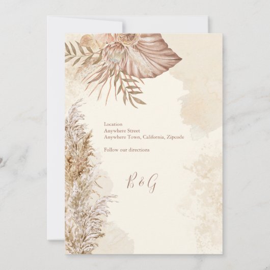 Tijdloze Boho Neutral Wedding Sla de datum op Kaart (Achterkant)