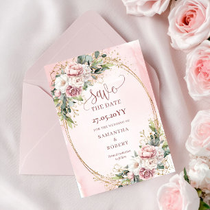 Tijdloze Boho Roze Gouden Groene Save The Date