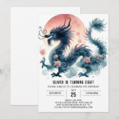 Tijdloze Bold Dragon verjaardagsfeest Kaart (Voorkant / Achterkant)