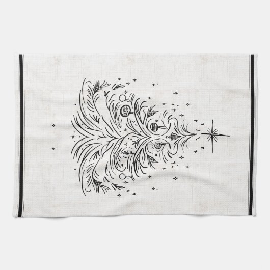 Tijdloze boom Faux linnen keukenhanddoek (Horizontaal)