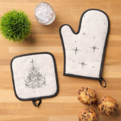 Tijdloze boom kerstoven Mitt Set | Imitatie Linnen (Top down)