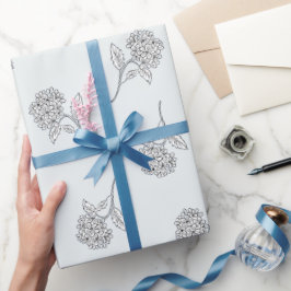 Tijdloze Botanische Bloei Zachte Grijs Cadeaupapier