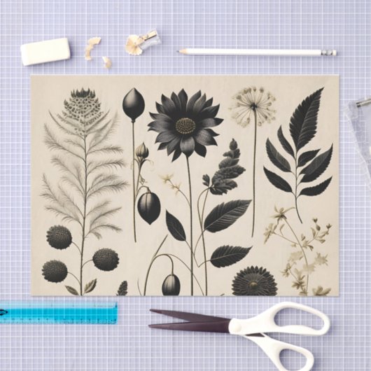 Tijdloze botanische bloemen tissuepapier (Craft)