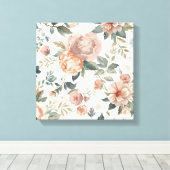 Tijdloze Botanische Blume – Waterverf Bloemenmotie Canvas Afdruk (Insitu (Houten vloer))