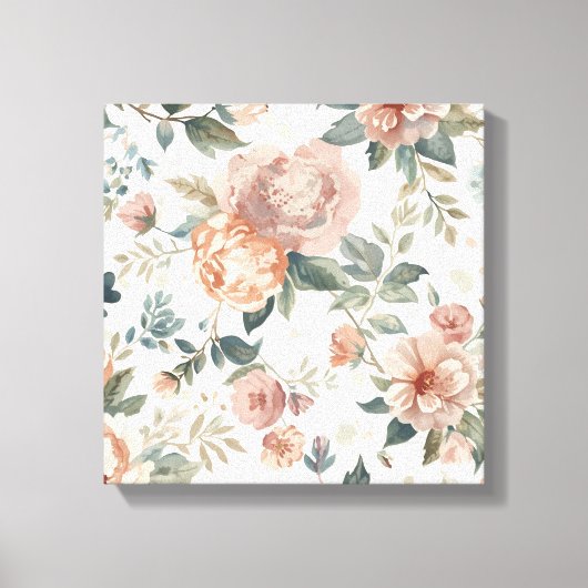 Tijdloze Botanische Blume – Waterverf Bloemenmotie Canvas Afdruk (Voorkant)