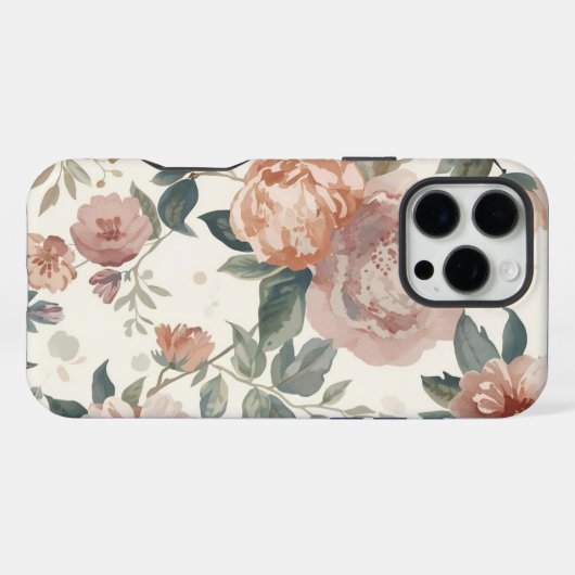 Tijdloze Botanische Blume – Waterverf Bloemenmotie iPhone Hoesje (Achterkant horizontaal)
