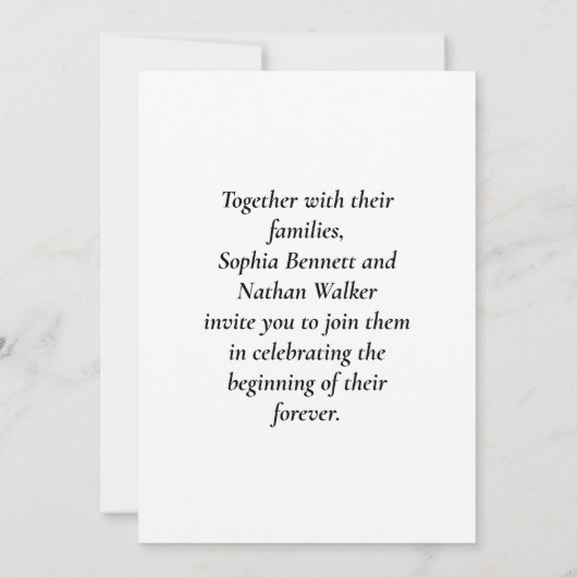 Tijdloze Botanische Huwelijksuitnodiging Classic Kaart (Achterkant)