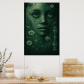 Tijdloze Botanische Zandloper op Donkergroen Canva Poster (Keuken)