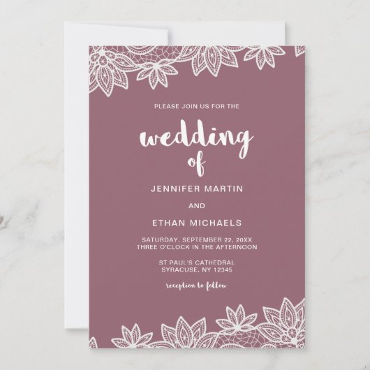 Tijdloze bruiloft kant look kaart (Voorkant)