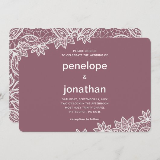 Tijdloze bruiloft kant look kaart (Voorkant / Achterkant)