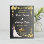 Tijdloze bruiloft met bruid en bruidegom kaart (Staand voorkant)