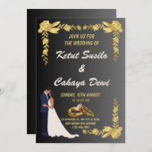 Tijdloze bruiloft met bruid en bruidegom kaart (Voorkant / Achterkant)