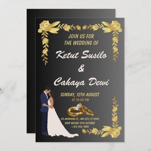 Tijdloze bruiloft met bruid en bruidegom kaart (Voorkant / Achterkant)