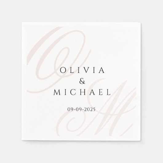 Tijdloze bruiloft servetten aangepaste namen en da (Voorkant)