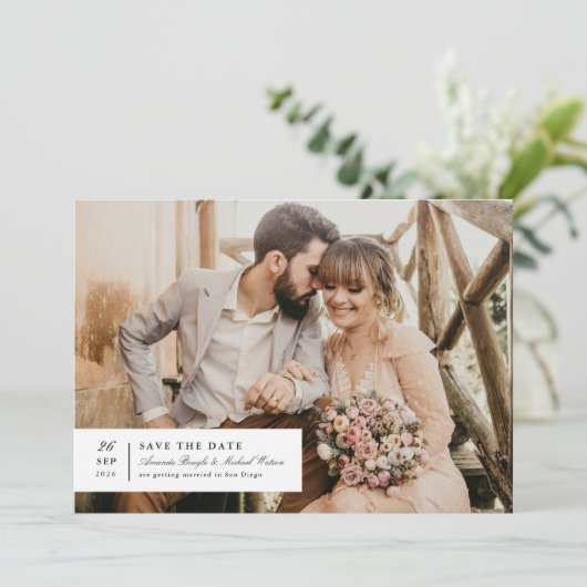 Tijdloze Charm Save the Date (Staand voorkant)