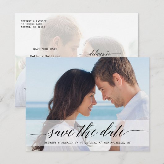 Tijdloze Chic Bewaar de datum Fotoaankondiging Aankondigingskaart (Voorkant / Achterkant)