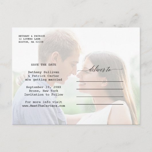 Tijdloze Chic Bewaar de datum Fotoaankondiging Aankondigingskaart (Achterkant)