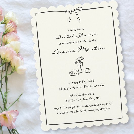 Tijdloze Chic Coquette Bow Vrijgezellenfeest Brunc Kaart