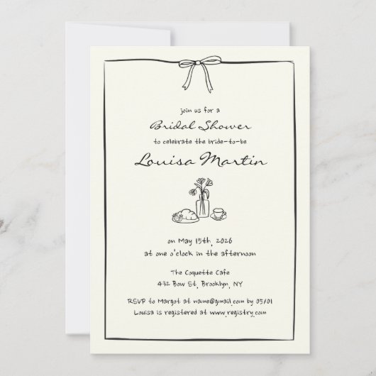 Tijdloze Chic Coquette Bow Vrijgezellenfeest Brunc Kaart (Voorkant)