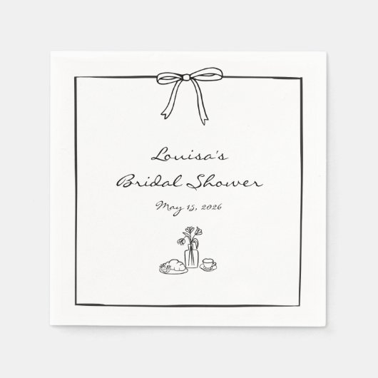 Tijdloze Chic Coquette Bow Vrijgezellenfeest Brunc Servet (Voorkant)