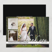 Tijdloze Chic Drie Foto Trouw Dank Je Bedankkaart (Voorkant / Achterkant)
