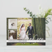 Tijdloze Chic Drie Foto's Trouw Dank Je Bedankkaart (Staand voorkant)