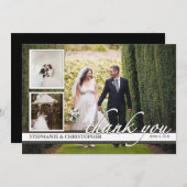 Tijdloze Chic Drie Foto's Trouw Dank Je Bedankkaart (Voorkant / Achterkant)